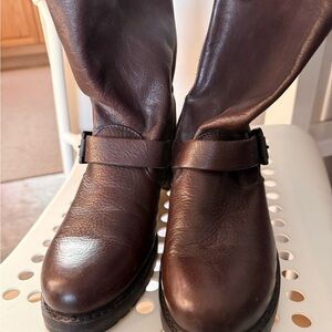 Frye Dark Brown Leather Mid-Calf Boots